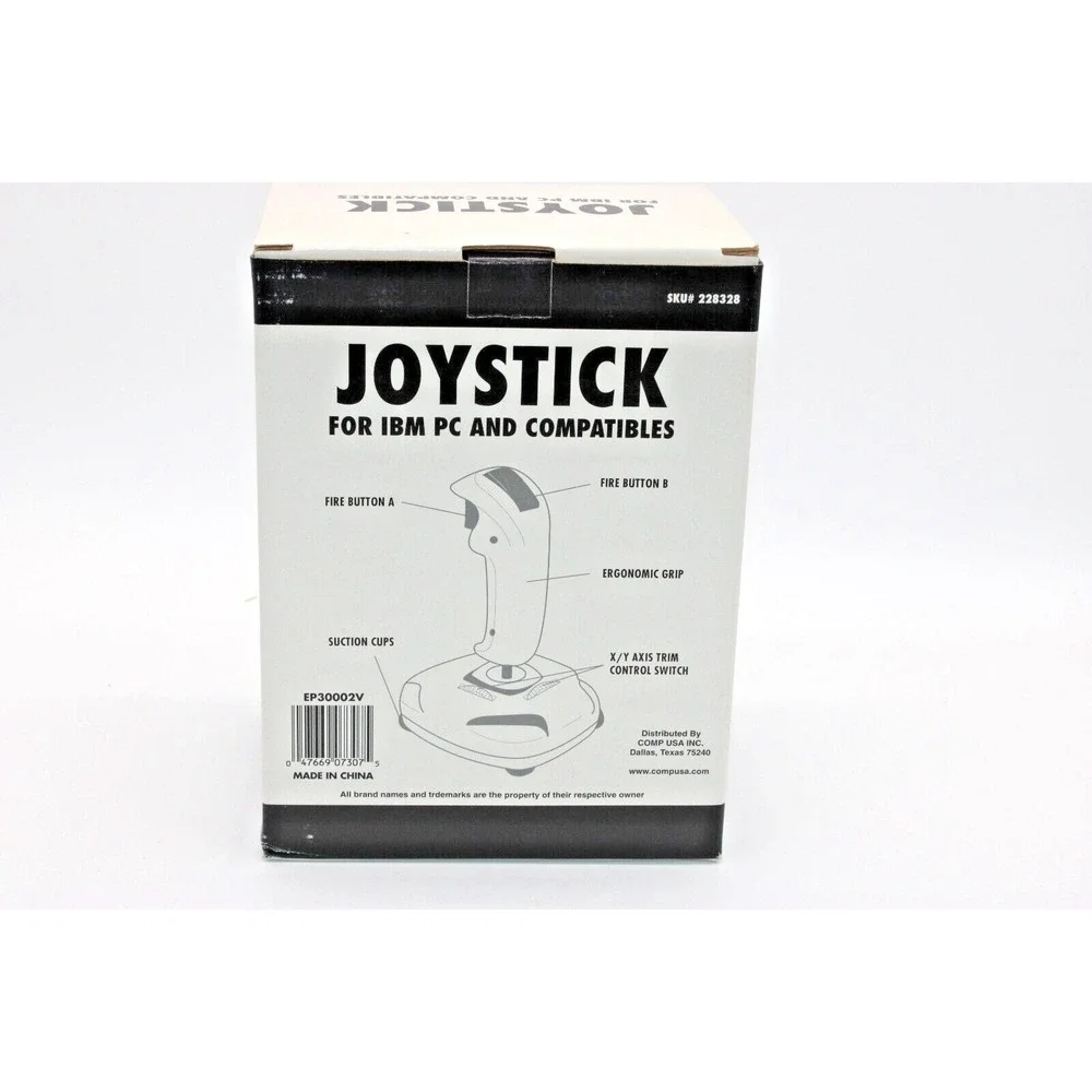 Vintage Joystick for IBM PC and Compatibles 2 Fire Buttons COMPUSA w/box & instr